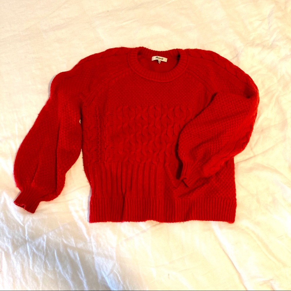Madewell Copenhagen Cable Sweater in Red